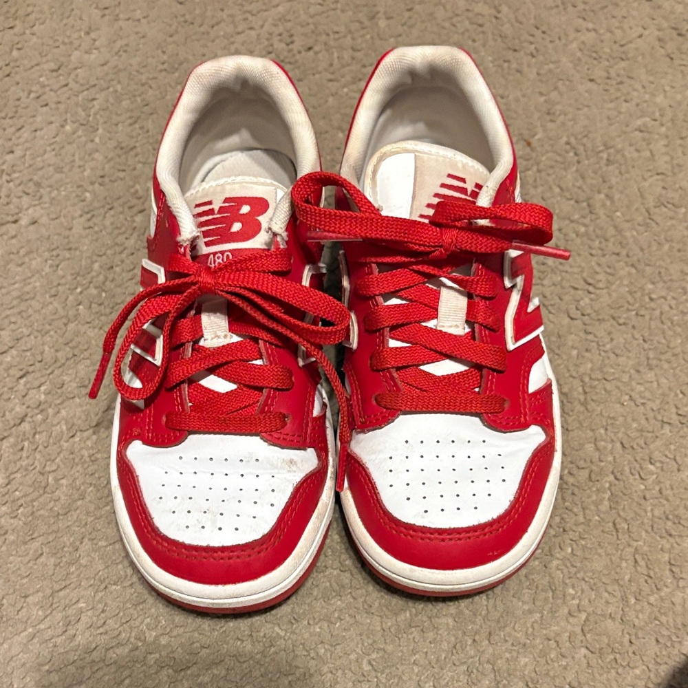 New Balance Kids Red and White Athletic Sneakers